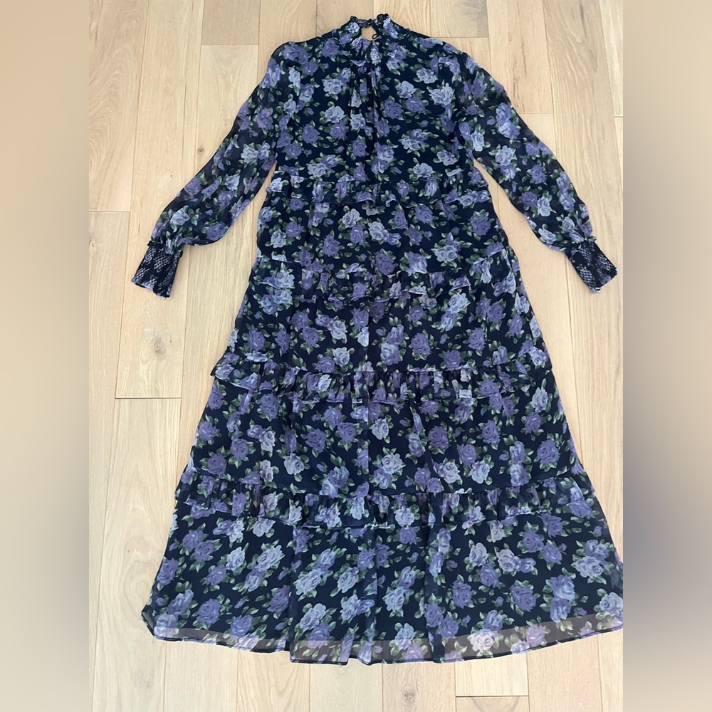 Saylor Mock Neck Long Sleeve Tiered Maxi Dress